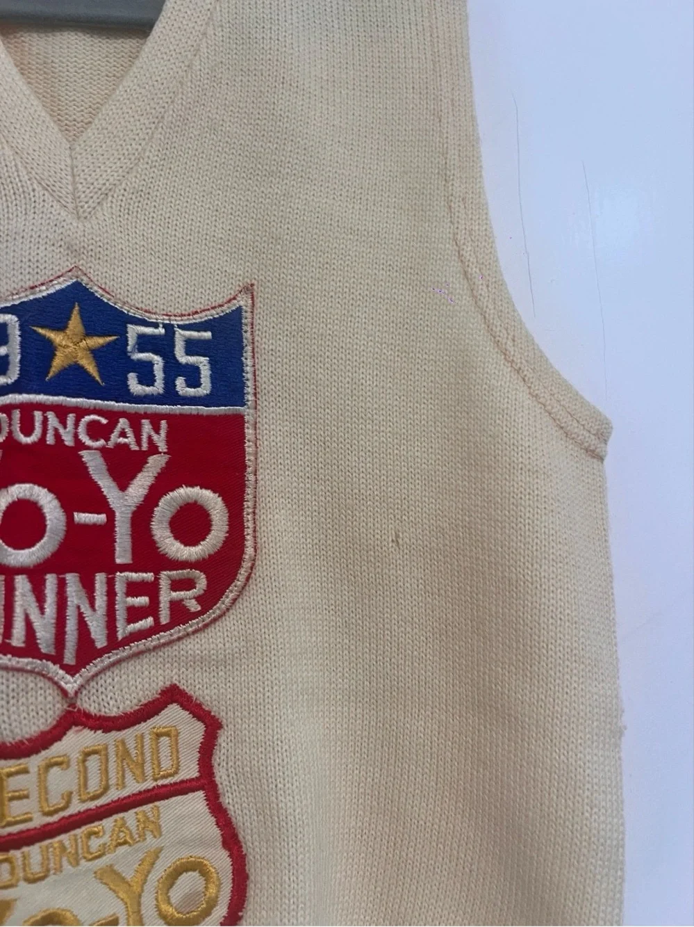 Catalina Inc. 100% Virgin Wool 1956 DUNCAN YO-YO WINNER Patch Vest Size M